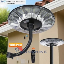 11000W 360° UFO Solar Street Pole Lights Outdoor Road Lamp Commercial Dusk Dawn