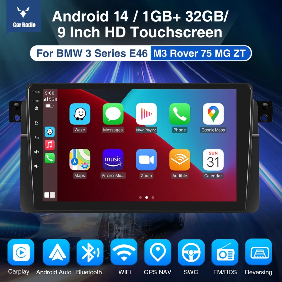 For BMW 3-series E46 1998-2006 Carplay Android 14 Car Radio Stereo GPS Navi+AHD - Image 2 of 4
