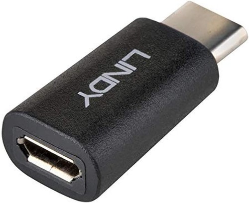 LINDY 41896 USB 2.0 Type C Male to Micro-B Female Adapter - Black - Picture 3 of 4