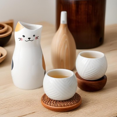 Japanisches Saki Set Teetassen Tokkuri Flasche Traditionell Sake Kanne Keramik Sake