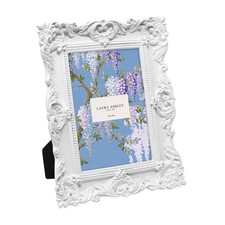 Laura Ashley 4x6 White Ornate Textured Hand-Crafted Resin Picture Frame with Eas