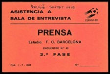 Ticket 1982 Belgium vs. Soviet Union World Cup 1982  48310