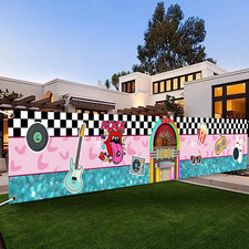 118 X 20 Inches Back to 50'S Sock Hop Banner Yard Sign Back to Soda Shop Rock Ro