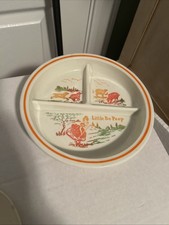 Vintage Retro Little Bo Peep Divided Child s Plate Fire-King Vitrock Orange MCM