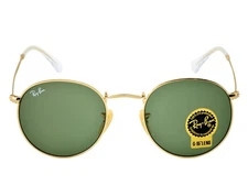 Ray-Ban Sunglasses RB3447 Round Metal Gold Frame Green Classic Lens 50mm Unisex