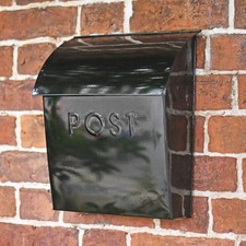 Black Lockable Wall Mounted Modern Post Box - Secure Letter Mail Box
