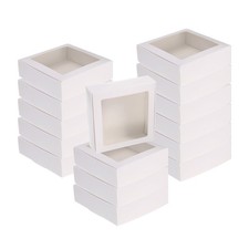 20Pcs Kraft Soap Boxes, 4.1 x 4.1 x 1.2Inch Mini Kraft Treat Boxes(White)