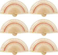 60 Pack Sandalwood Fans Wedding Favors, Hand Held Folding Fans Wooden Openwork P