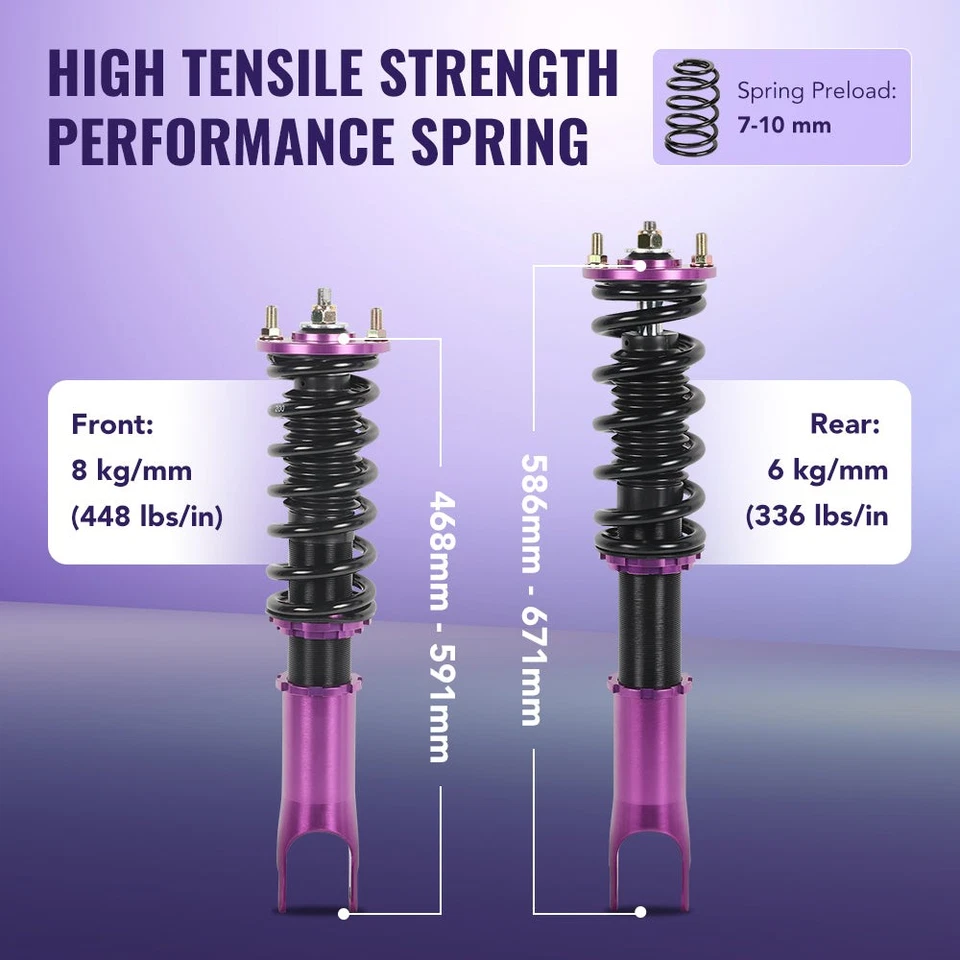 Coilover Suspension Shock Struts Kit for Honda S2000 2000-2009 Adjustable Height - Image 3 of 4