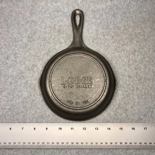 Vintage Lodge 6.5 Inch Cast Iron Skillet 3 Notch Heat Ring Bottom Frying Pan USA