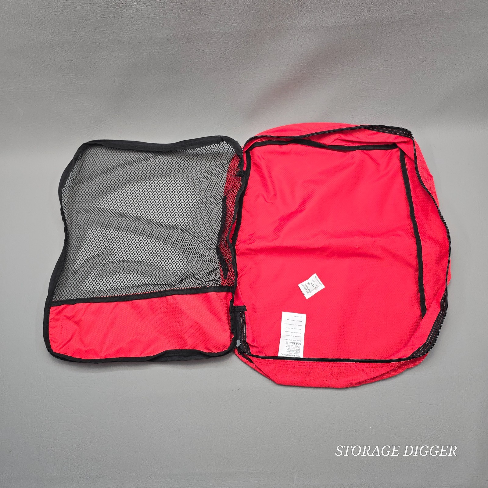 AmazonBasics Packing Cubes 4-Piece Set Red Travel Luggage Organizers Mesh Bags