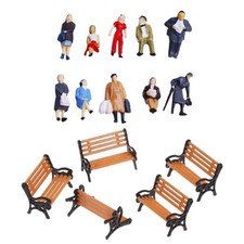29x Mini Train Street People Street w/ Park Bench HO OO Layout Dioramas