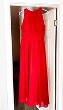 Bill Levkoff 974 Formal Bridesmaid Prom Long Dress Gown Size 8 Red Chiffon