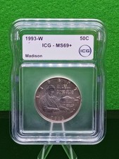 90% Silver 1993 W Madison MS69+ Commemorative Half Dollar ICG 50c Westpoint Mint