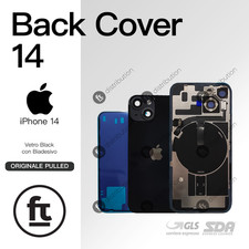 APPLE VETRO POSTERIORE IPHONE 14 BLACK ORIGINALE PULLED + BIADESIVO BACK COVER