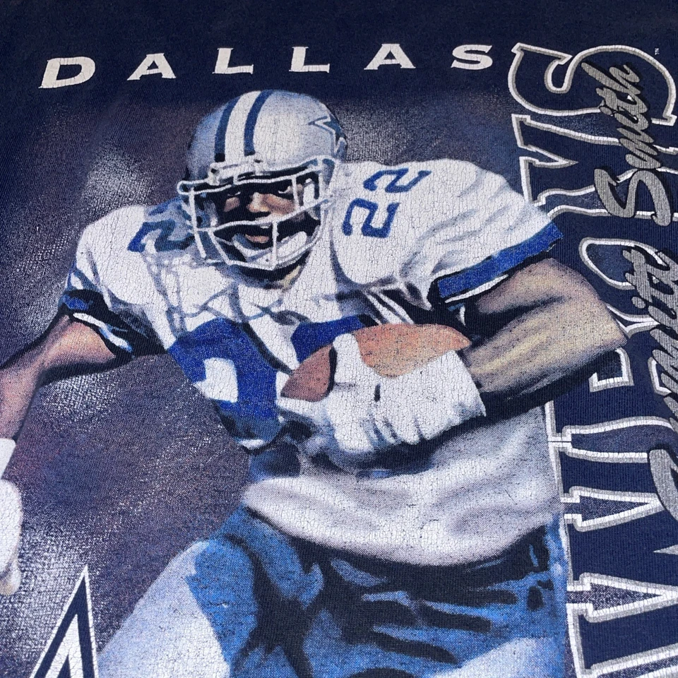 Camiseta Para Hombres 2XL De Colección Azul Dallas Cowboys #22 Emmitt Smith Fútbol 1998 Foto 3 de 4