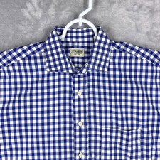 Gitman Bros Gingham Button Down Shirt Mens XL Blue White Made in USA Cotton