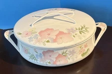 Vintage Kobe Cookware Floral Enameled Cookware 2 QT Dutch Oven Casserole Dish