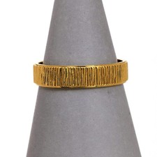Pre-Owned 18ct Gold Barked Band Ring Size Q