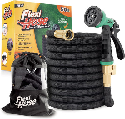 Flexi Hose plus Expandable Garden Hose with 8 Function Nozzle, 50FT - Lightweigh