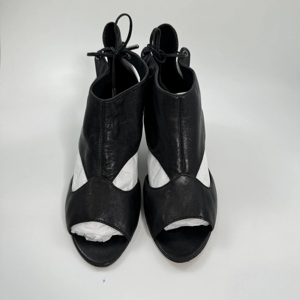 Босоножки Sigerson Morrison черные кожаные с вырезом 2 дюйма каблук размер 10 сделано в Италии - Изображение 2 из 4