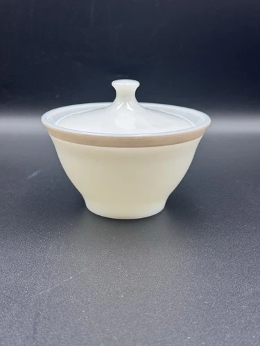 Vintage Pyrex “Regency” White Milk Glass Grey Stripe Sugar Bowl & Lid Only