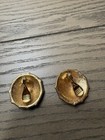 Vintage Monet Color Block Enamel Earrings Gold Tone Geometric Clip On NOS 1980s — photo 2