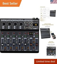6 Channel Metal Audio Mixer with BT, USB, 99 DSP Effects 48V Phantom