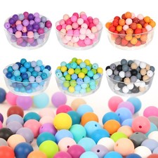 240Pcs Silicone Beads, 15mm Silicone Beads for Keychain Making Bulk 30 Colors