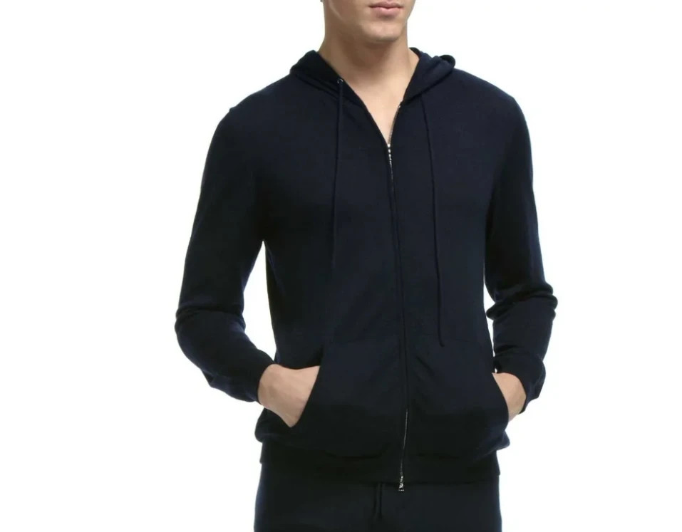 NWT: TSE Superfine Cashmere Full Zip Hoodie - Comet/Navy - Large