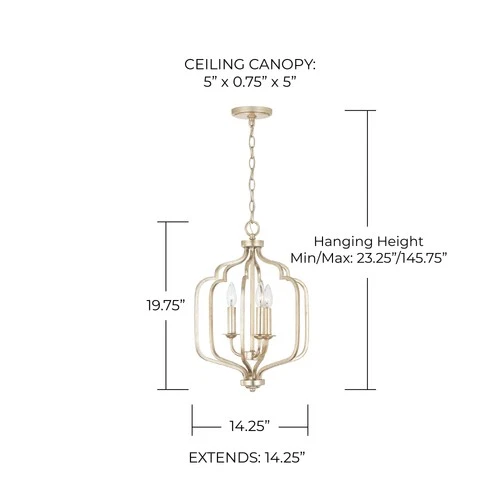 Capital Lighting 538731 Ophelia 3 Light 14"W Taper Candle Pendant - Gold - Picture 2 of 7