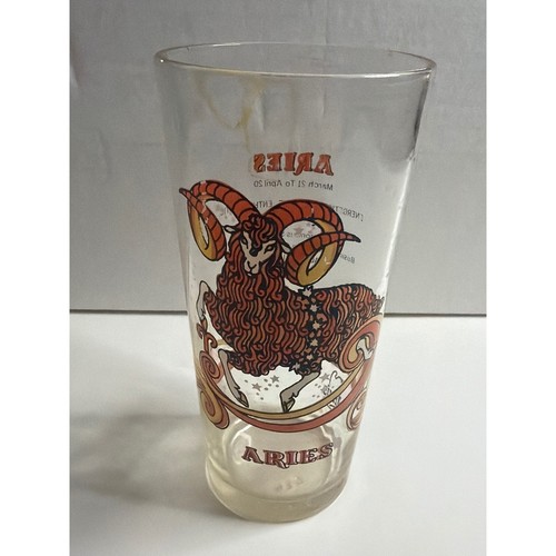 Vintage Arbys Aries Zodiac Glass Tumbler Collector Series Astrology Ram Retro
