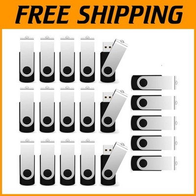 20 Pack 2GB Black Swivel USB Flash Drives`