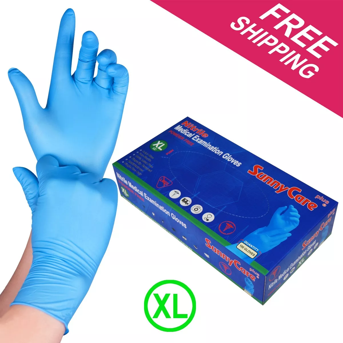 100 SunnyCare Nitrile Exam Gloves Powder Free Chemo Rated Non