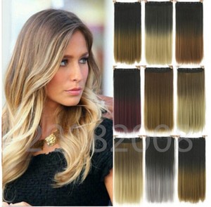 60cm 2 Tone Full Head Clip In Hair Extension Ombre Hair Straight