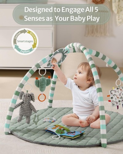 Baby Play Gym Mat,Tummy Time Mat with 6 Detachable Toys for Stage-Based Sensory - Picture 2 of 8