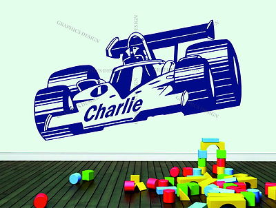 Personalised Name F1 Racing Car Decor Vinyl Wall Sticker Formula 1 ...