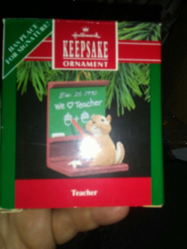 Hallmark Keepsake Christmas Ornament Teacher 1990 Chipmunk Chalkboard