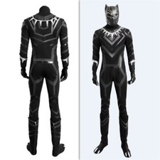 Black Panther Cosplay Costume Outfit Jumpsuit Boots Glove Mask Men's Suit Lot