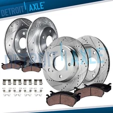 8pc Front Rear Drillled Brake Rotors Ceramic Brake Pads for 2017-2023 Honda CR-V