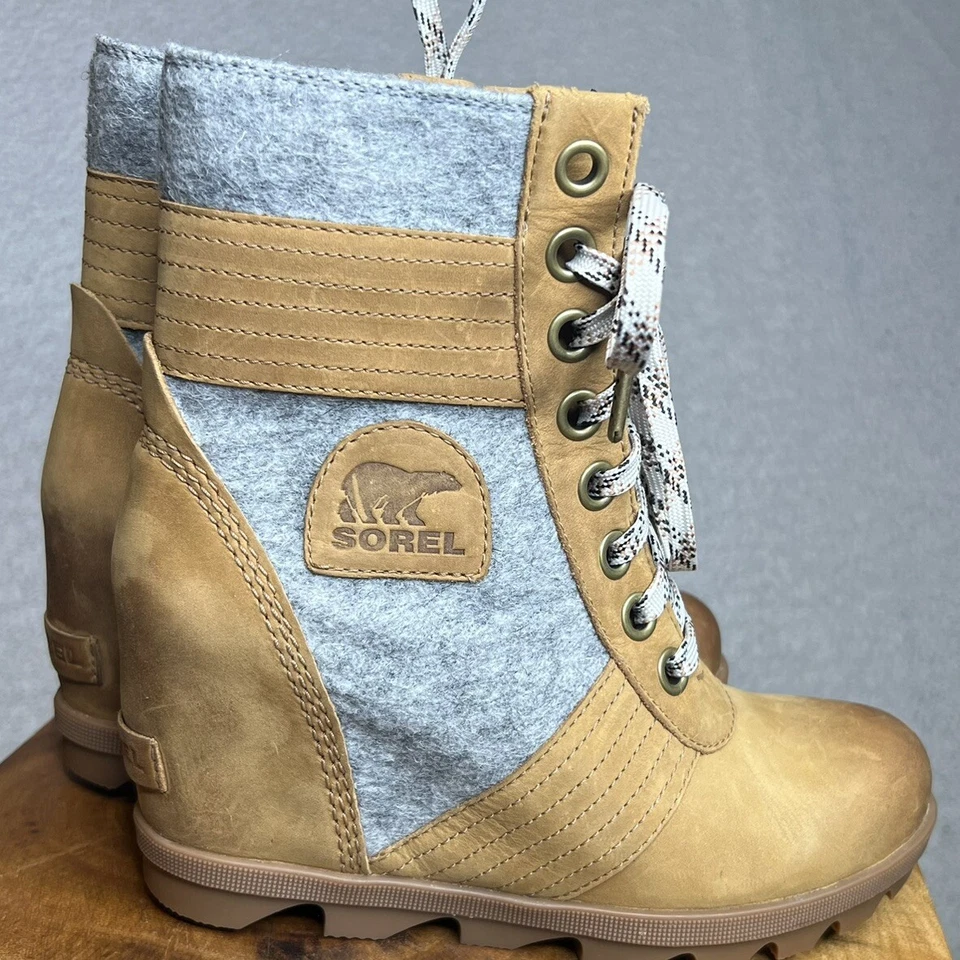 Botas Sorel Lexie Cuña Trigo Natural Botines Pulidos Mujer’s 7 Foto 4 de 4