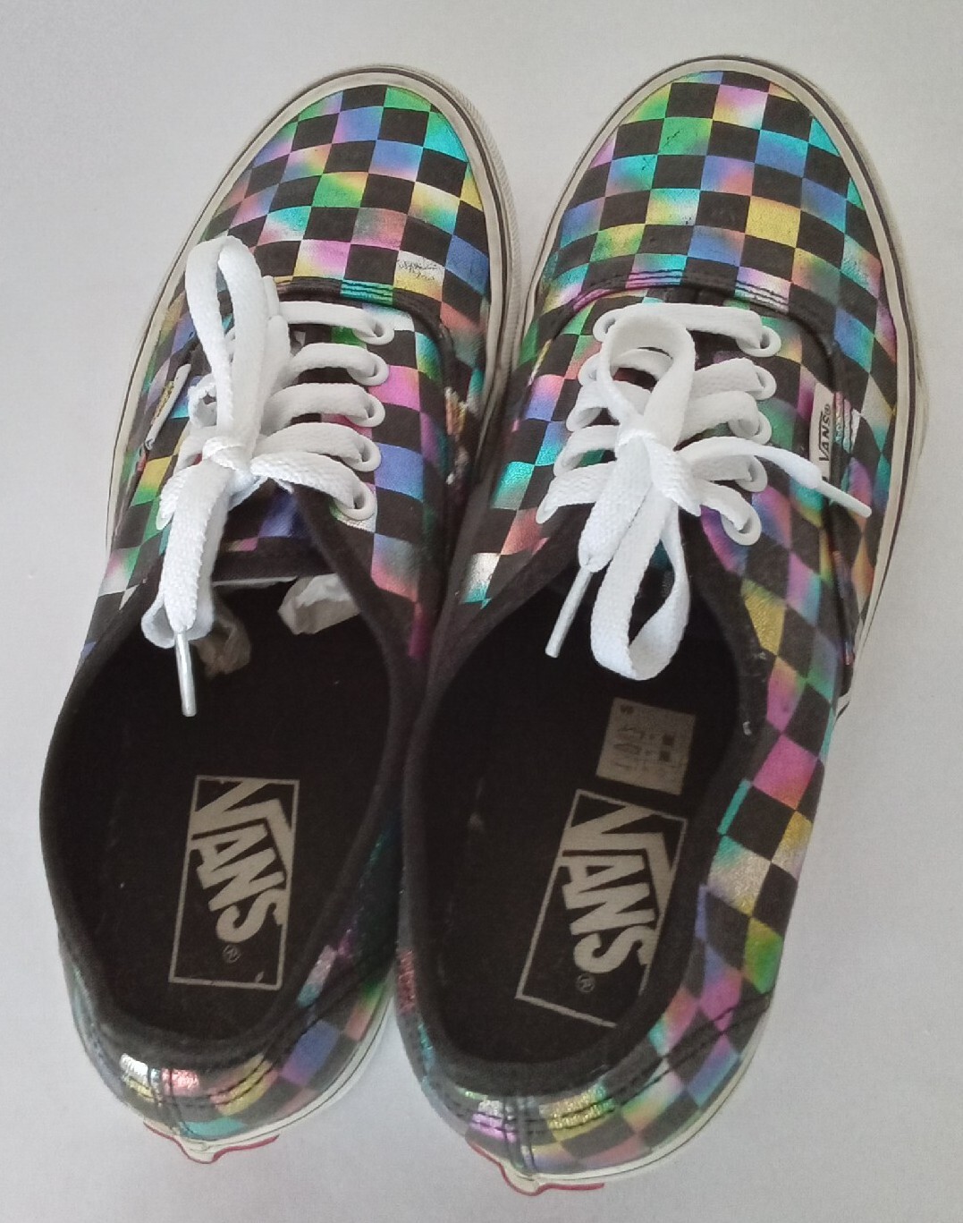 RARE VANS Reflective Multicolored Checkered Shoes… - image 8