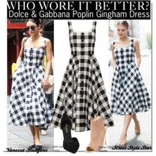 LEGENDARY! DOLCE&GABBANA DRESS IT40 poplin sundress black-white cage