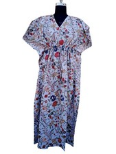 Indian Cotton Sky Beautiful Floral Kaftan Dress Women Clothing Kaftan Dresses