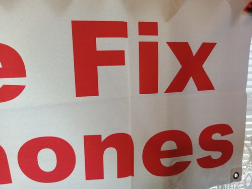 "WE FIX IPHONES" Vinyl Banner Sign Bar Restaurant & Food 18"X48" - Picture 3 of 5