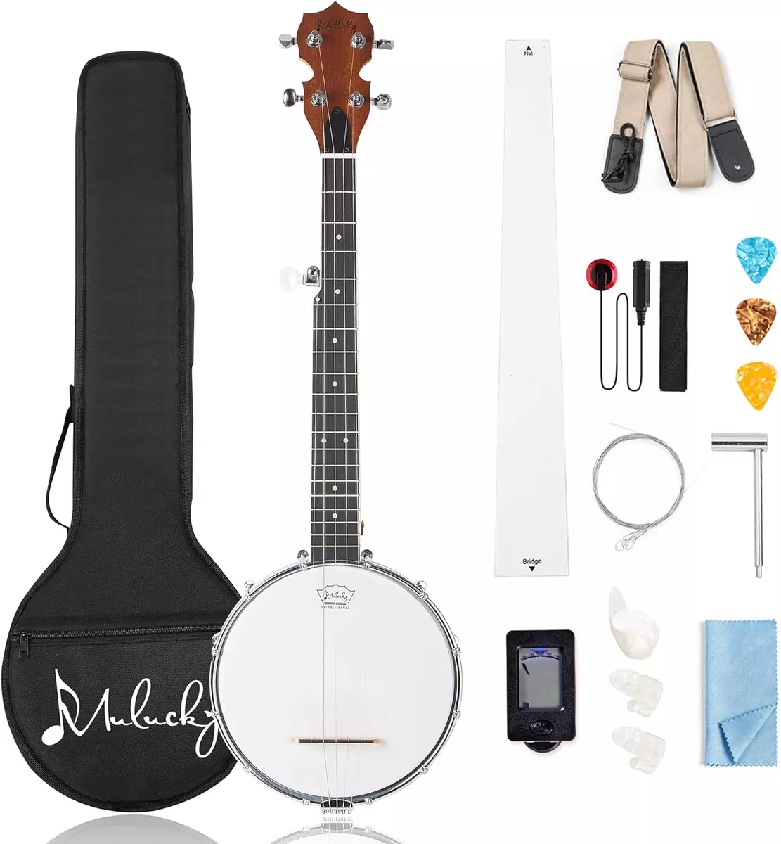 5 String Banjo Mini 28 Inch Travel Banjo Sapele Body Closed