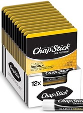 ChapStick Classic Original Lip Balm Tubes, Care - 0.15 Oz Pack of 12