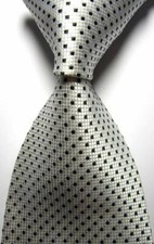 Hot Classic Checks White Black JACQUARD WOVEN 100 Silk Men's Tie Necktie
