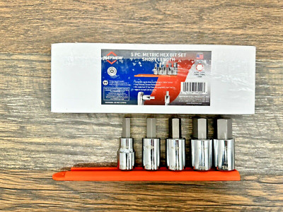 New Mayhew Tools 16020 Metric Hex Socket Bit Set, Chrome Plated, 5-Piece USA