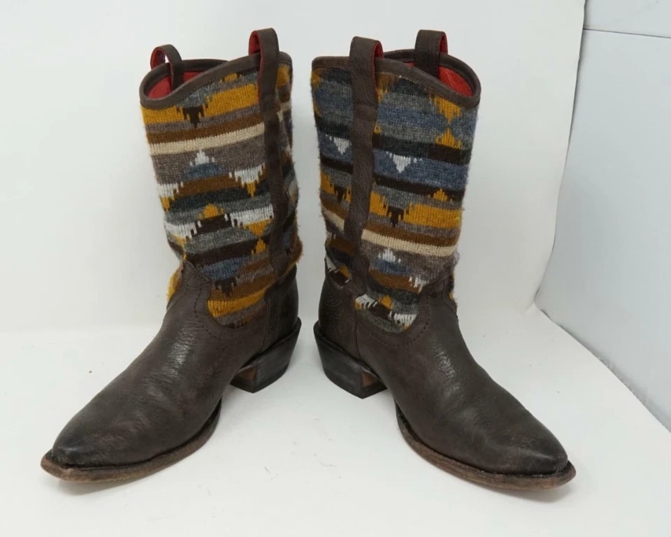 Botas de Vaquero Trask Cuero Marrón Azteca Suroeste Tejidas Mujeres EE. UU. 7 Foto 2 de 4